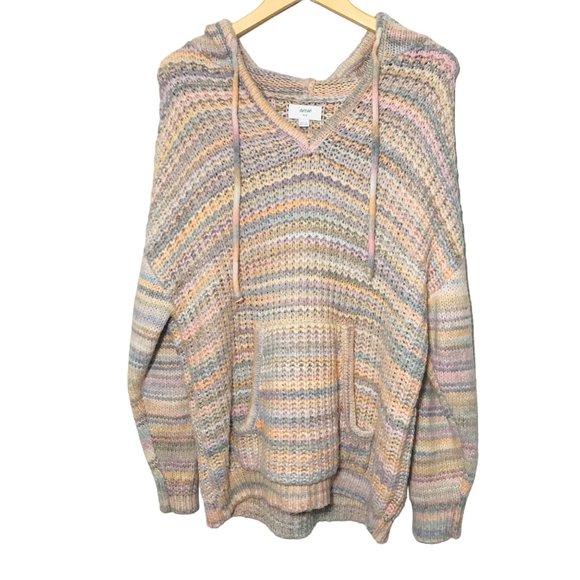 AERIE Street Comfy Oversized Chunky Knit Wool Blend Sweater Hoodie Medium - Picture 7 of 11